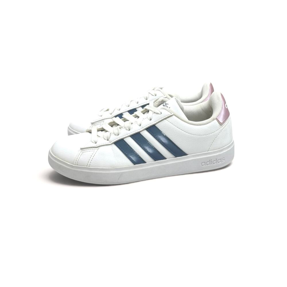 Adidas Women's Grand Court 2.0 Tennis Shoes Blue Stripe Pink Heel Tab White 7.5 - Picture 4 of 10